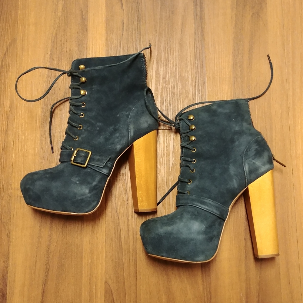 Steve Madden Genuine leather teal platform booties - Picture 1 of 8